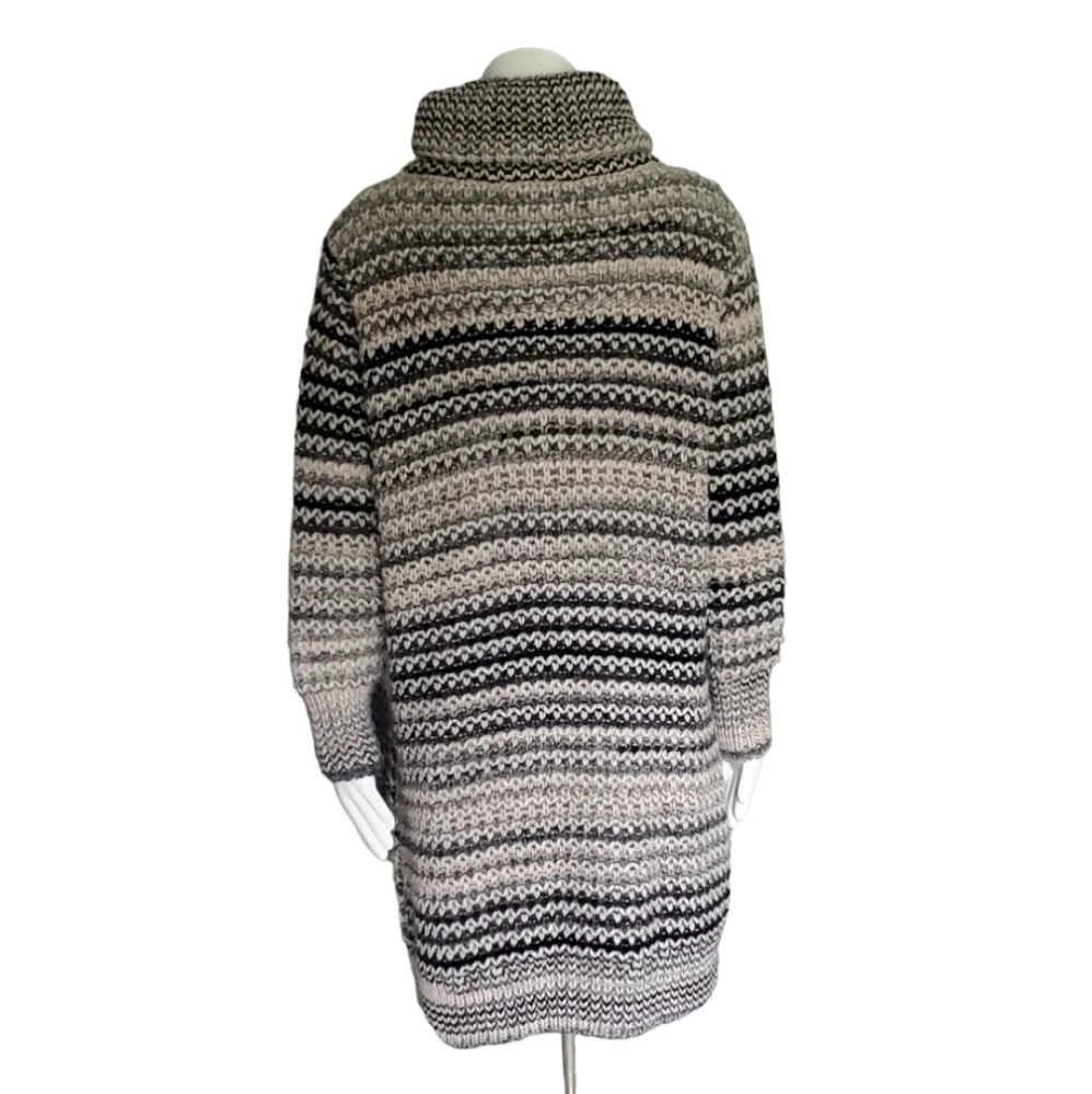 Elsamanda Wool Blend Made In Italy Knitting Gray Stripe Long Cardigan. S… - Picture 8 of 16